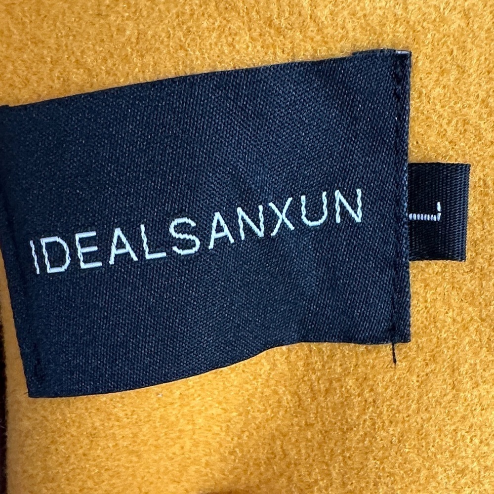 Idealsanxun Stylish Mustard Double-Breasted Pea Coat - Picture 6 of 7